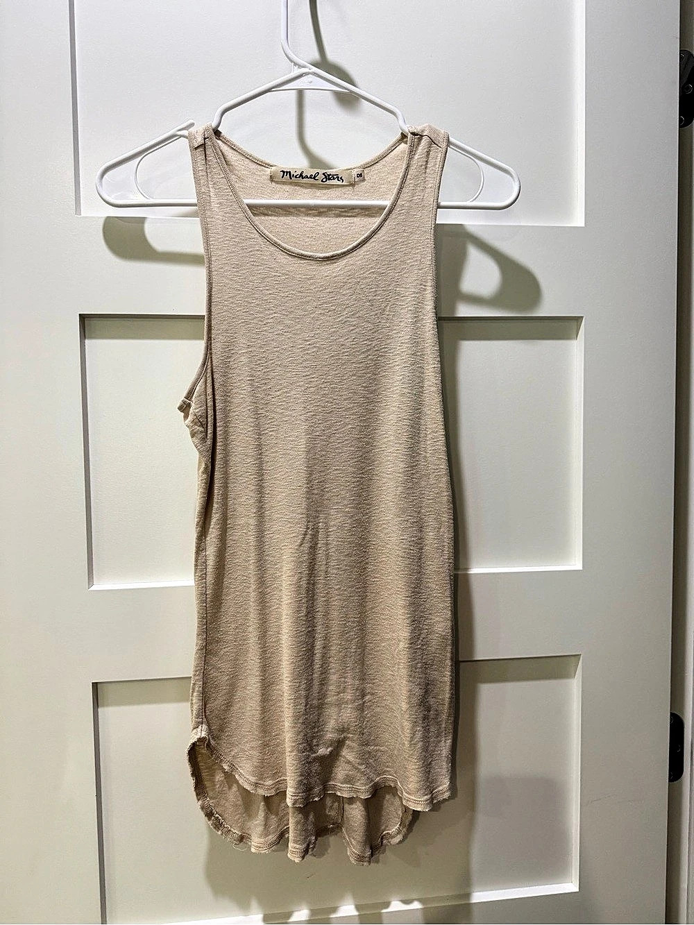 Michael Stars Oatmeal High Low Tank Tunic Exposed Seam OS